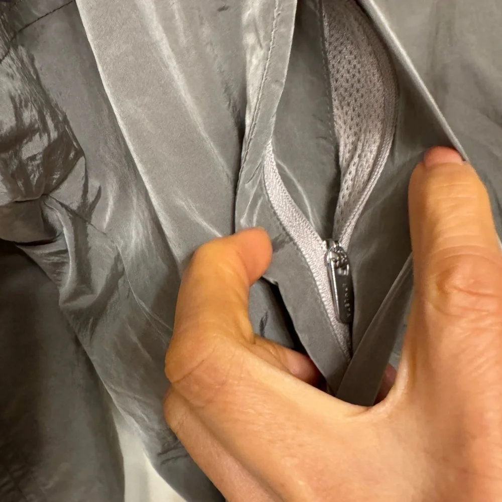 Nwot- Athleta Silver grey Bomber Jacket with Hood - Picture 5 of 7